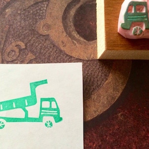 Truck rubber stamp//Construction themed birthday gift for boys/Dumper//Pickup truck/Lorry/hand carved and hand crafted by Happie stamps