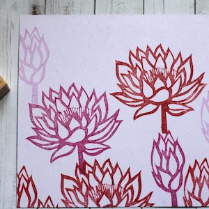Set di timbri in gomma con fiori di loto e boccioli di fiori // Zen // Giapponese // Studio di yoga // Fiore / intagliato e realizzato a mano da Happy Stamps