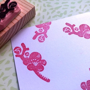 Plum blossoms hand carved rubber stamp// Ume flower stamp // Japanese stamp// Zen stamp // Asian stamp// Flower stamp