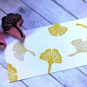 Jeu de tampons en caoutchouc feuille de ginkgo//Tampon feuille d'automne//Tampon japonais//Tampon de Thanksgiving//Tampon en caoutchouc sculpté à la main