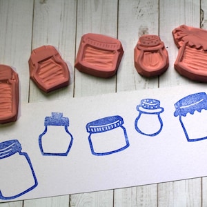 Rubberstempel Mason Jar // Pot jam//Pot augurk// Pot olijven/lege flessen//handgesneden en handgemaakt door Happie stamps