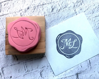 Timbro in gomma personalizzato con monogramma per matrimoni e addii al nubilato // Timbro in gomma personalizzato con iniziale incisa a mano per regalo di compleanno