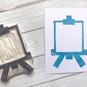 Timbro in gomma da cavalletto// Regalo per insegnante d'arte// Timbro per pittura// Mail art// Decorazione buste// Intagliato a mano e realizzato a mano da Happie Stamps