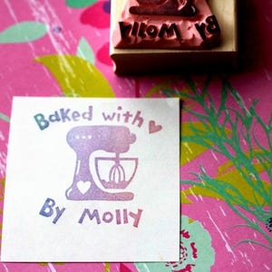 Stand mixer rubber stamp/ Kitchen aid stamp/Homemade/Homebaked with love//from kitchen of/gift for chef/Recipe/Oven/ Homecooked/hand carved