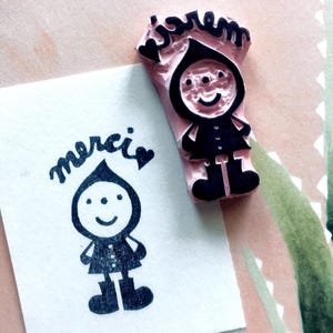 Timbro in gomma Merci//Timbro in gomma Thank you//Timbro in gomma intagliato a mano