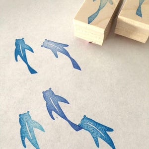 Fish rubber stamp set //Koi stamp// Carp stamp//Japanese stamp//Zen stamp// hand carved hand crafted by Happie stamps
