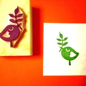 Bird rubber stamp//Summer//Leaf stamp//Robin//wren//sparrow//Blue jay/hand carved rubber stamp by Happie stamps