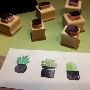 Juego de sellos de goma suculentos // Juego de sellos de cactus // Sello de regalo Plant Lady // Tallado y elaborado a mano