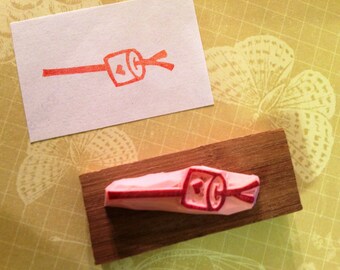 S'more rubber stamp - handmade/hand carved