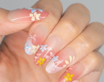 Gorgeous Blooming Spring Tulip Press on Nails | 3D Flower Nails Design | Gel Nails | Handmade Nails | Cute Flowers Nail Art