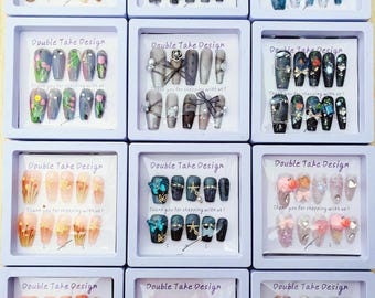 4 Sets of Surprise Acrylic False Nails | Press on Nail Mystery Box | Fake Nails Assortment for Nail Art Lovers