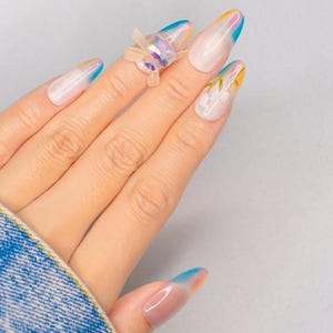 NEW NEW! | Cat Eye Gorgeous Flower Press On Nails | Beautiful Nails | Cat Eye Nails | Gel Nails