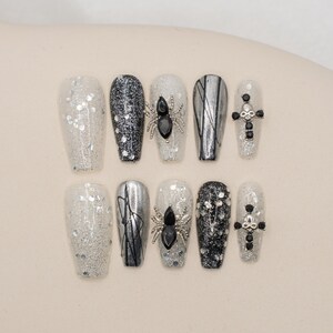 Ghost Nails|Halloween Nails|3D Nails|Character Nails|Glitter Nails|Long coffin Nails|Nails|Press On Nails|Gel Nails|Press on Nails Halloween