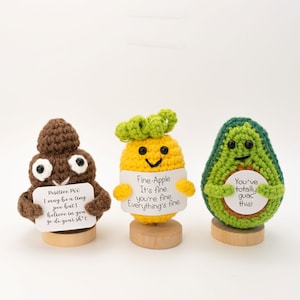 Cadeau drôle de caca positif au crochet avec carte d'encouragement, cadeaux faits main, copains de bureau joyeux, soutien émotionnel mignon et cadeaux de remontant