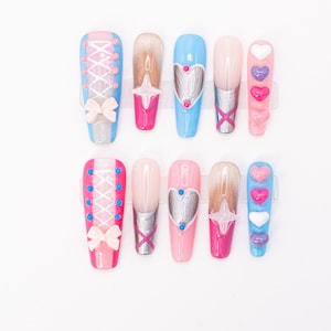 Cute Nails|Sweetheart Pastel Ballet Slipper Press on Nails|Reusable Press on Nails|Reusable Nails|Press on Nails|Press Ons|Nails|Nail