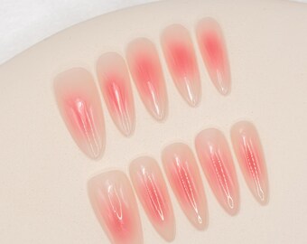Ombre Nails|Pink Nails|Beach Nails|Long Almond Nails|Elegant Nails|Cute Nails|Nail Designs|False Nails|Fall Nails|Press on Nails|Nails