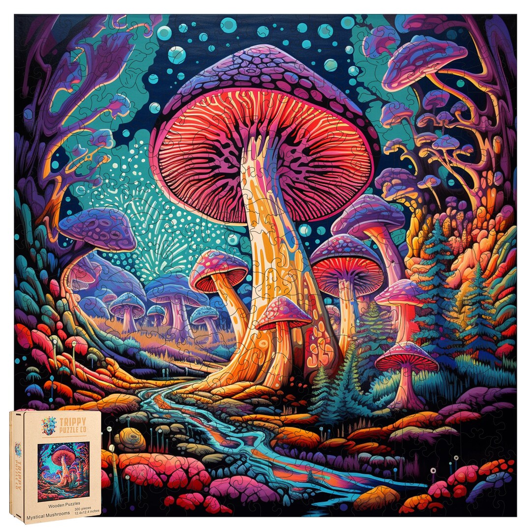 Mystical Mushrooms Wooden Jigsaw Puzzle 300 Pieces With Fun and Unique ...