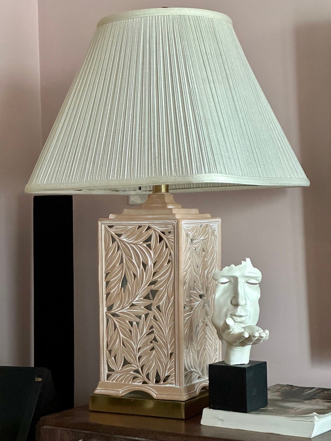 1 of 2 Paul Hanson Lamp With Ceramic Carved Base - Etsy