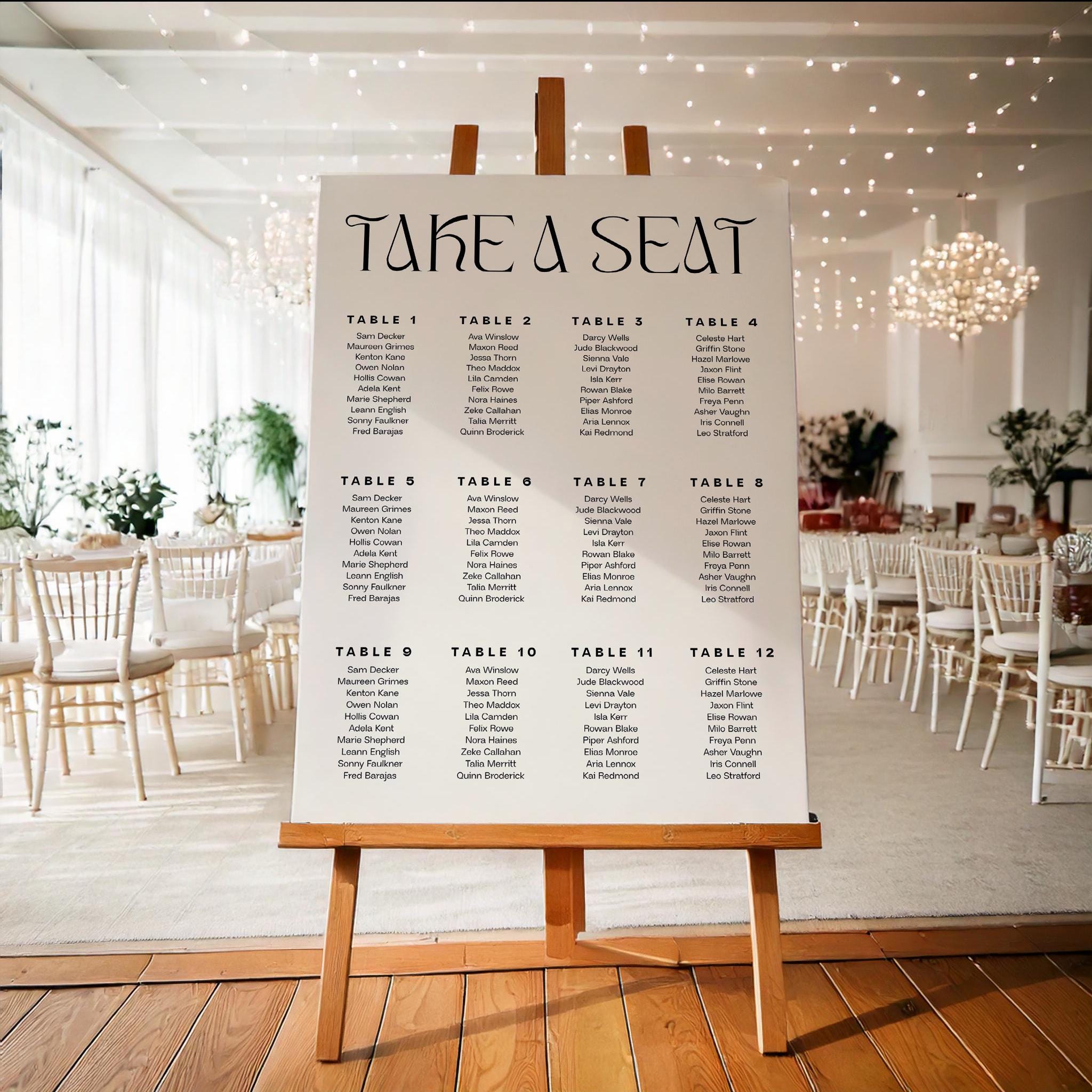 Editable Wedding Seating Chart Sign | Elegant, Minimalist & Modern ...