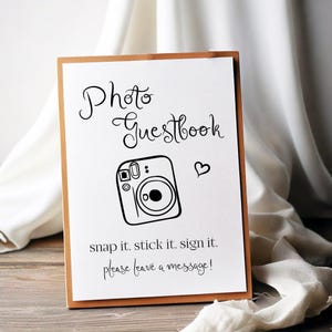 Photo Guestbook Wedding Sign | Polaroid Guest Book Poster | Printable Editable Template | Black and White Wedding Decor | Leave a Message