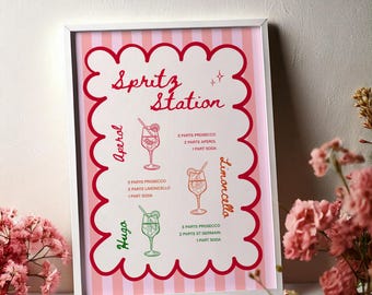 Editable Spritz Station Bar Sign: Cocktail Wedding Bar Menu (Printable Digital Template)
