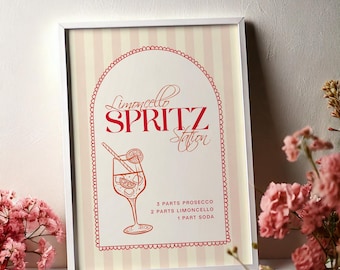 Letrero editable para bar con estación de Limoncello Spritz / Plantilla digital personalizable / Menú de cócteles para bodas / Bebidas de autor imprimibles