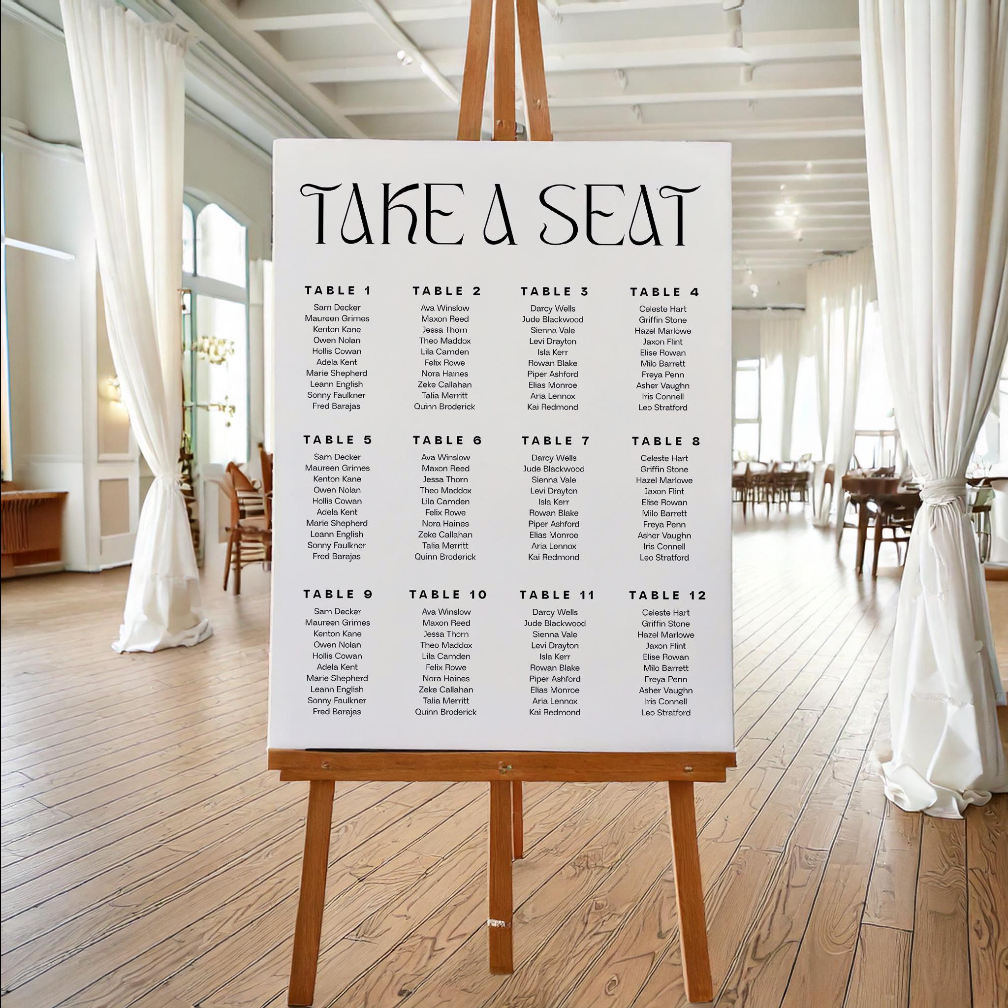 Editable Wedding Seating Chart Sign | Elegant, Minimalist & Modern ...