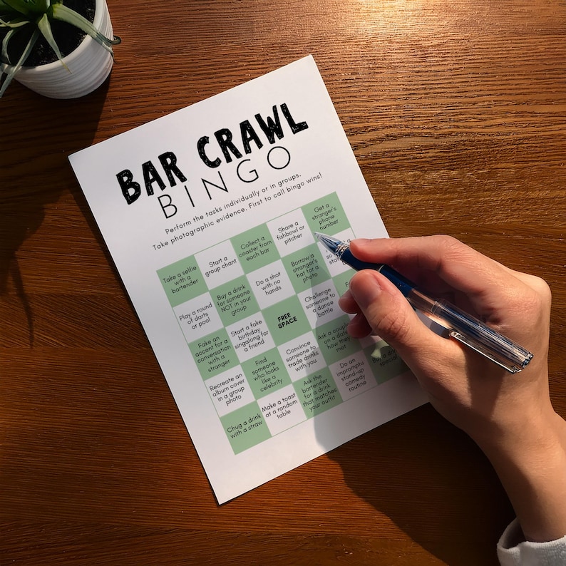 Bar Crawl Bingo Editable Game Card | Printable Adult Birthday Pub Games ...