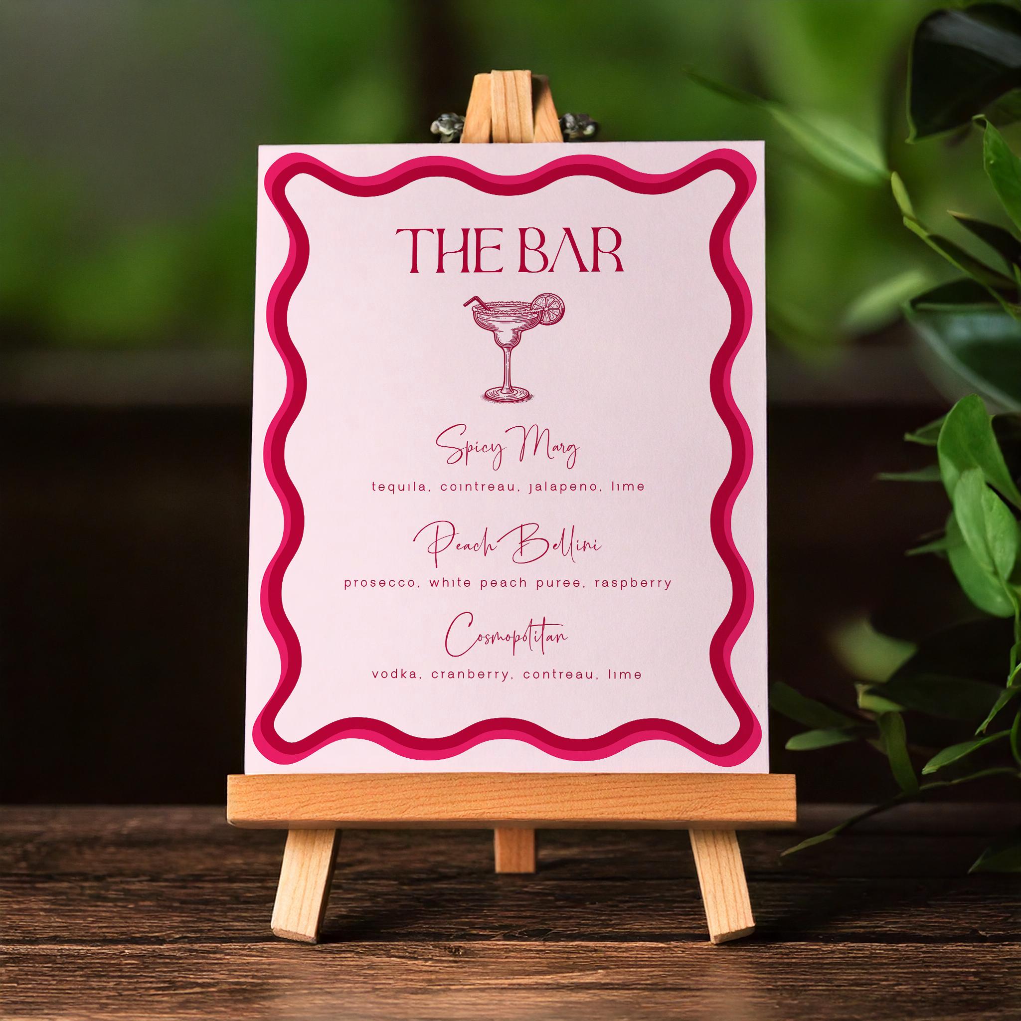 Menu Sign Pink Pink and Red Wavy Bar Menu Sign | Editable Digital Template | Signature ...