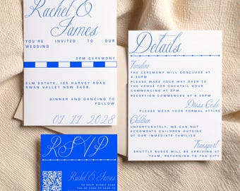 Editable Invitation Suite with RSVP and Reception Details Card: Modern Wedding Invite (Digital Template Download)