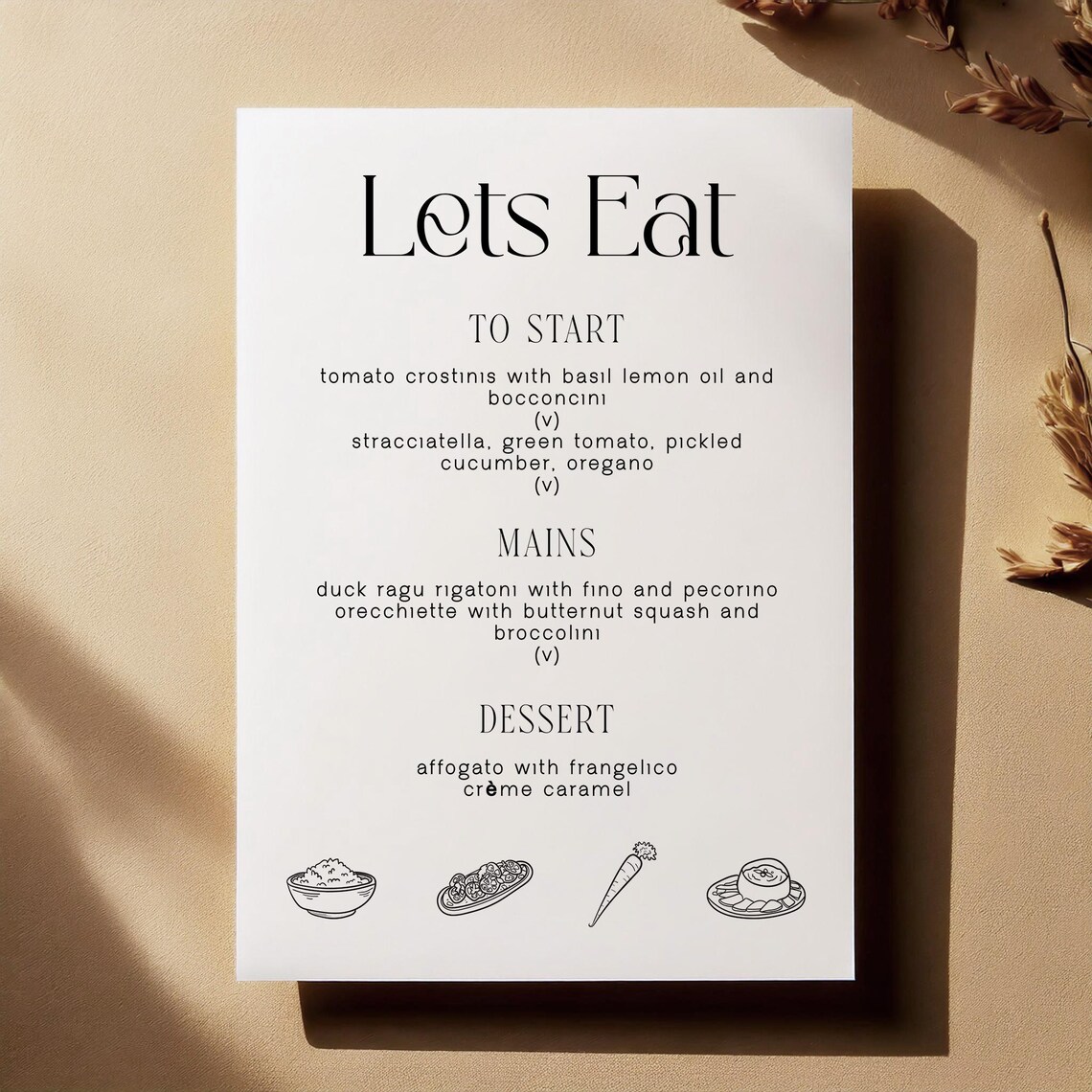 Editable Menu | Minimalist Black and White Sign | Customise for ...