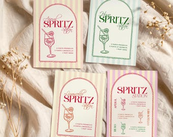Paquete de letreros para bar Spritz Station / Menú editable de Aperol, Limoncello, Hugo Spritz / Menú de cócteles para bodas / Lista de bebidas exclusivas imprimibles