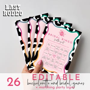 Last Rodeo Bachelorette and Hens Party Games | Editable Disco Cowgirl Bundle | Last Hoe Down Bridal Bingo | Customizable Canva Template