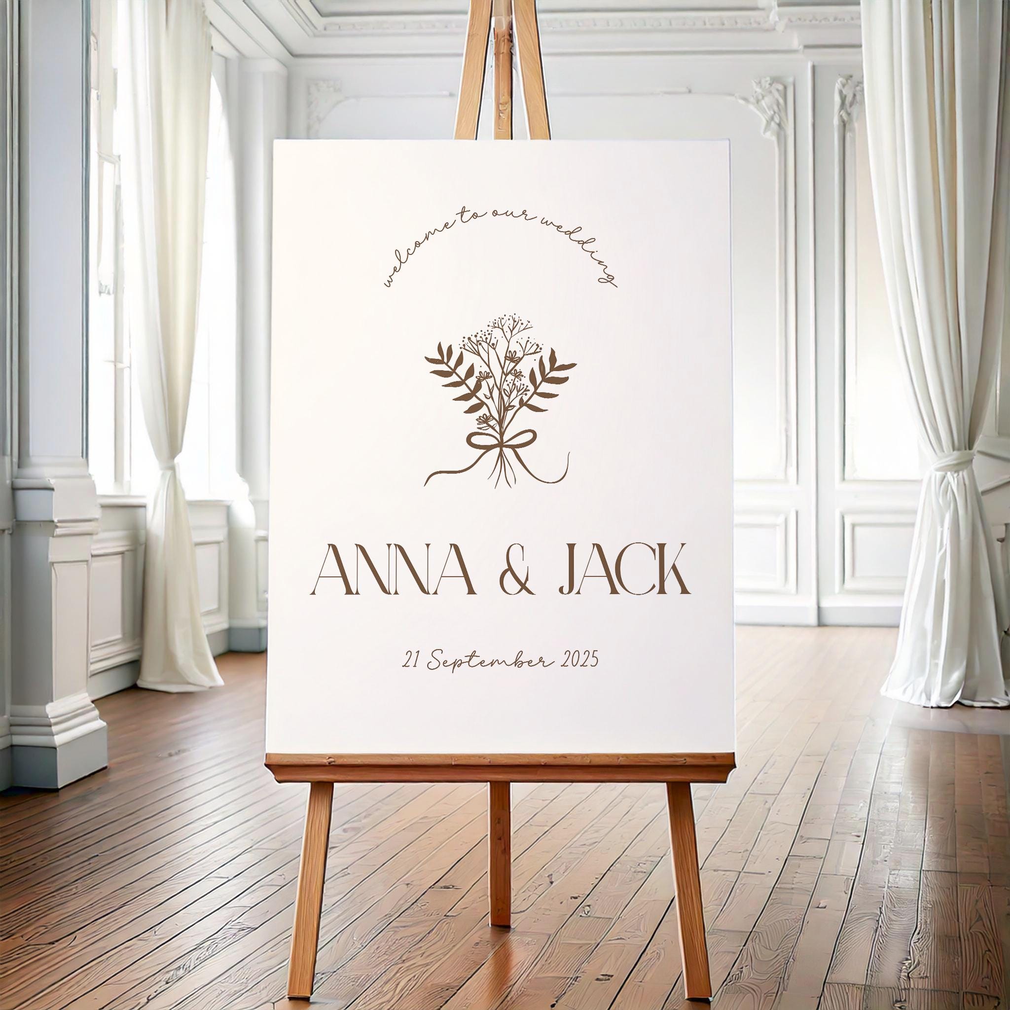 Neutral Wedding Welcome Sign | Minimal Hand Drawn Wedding Sign ...