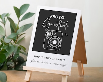 Polaroid Photo Guestbook Sign | Wedding Guest Book | Digital Design | Photo Guest Book Editable Template | Rustic Event Signage