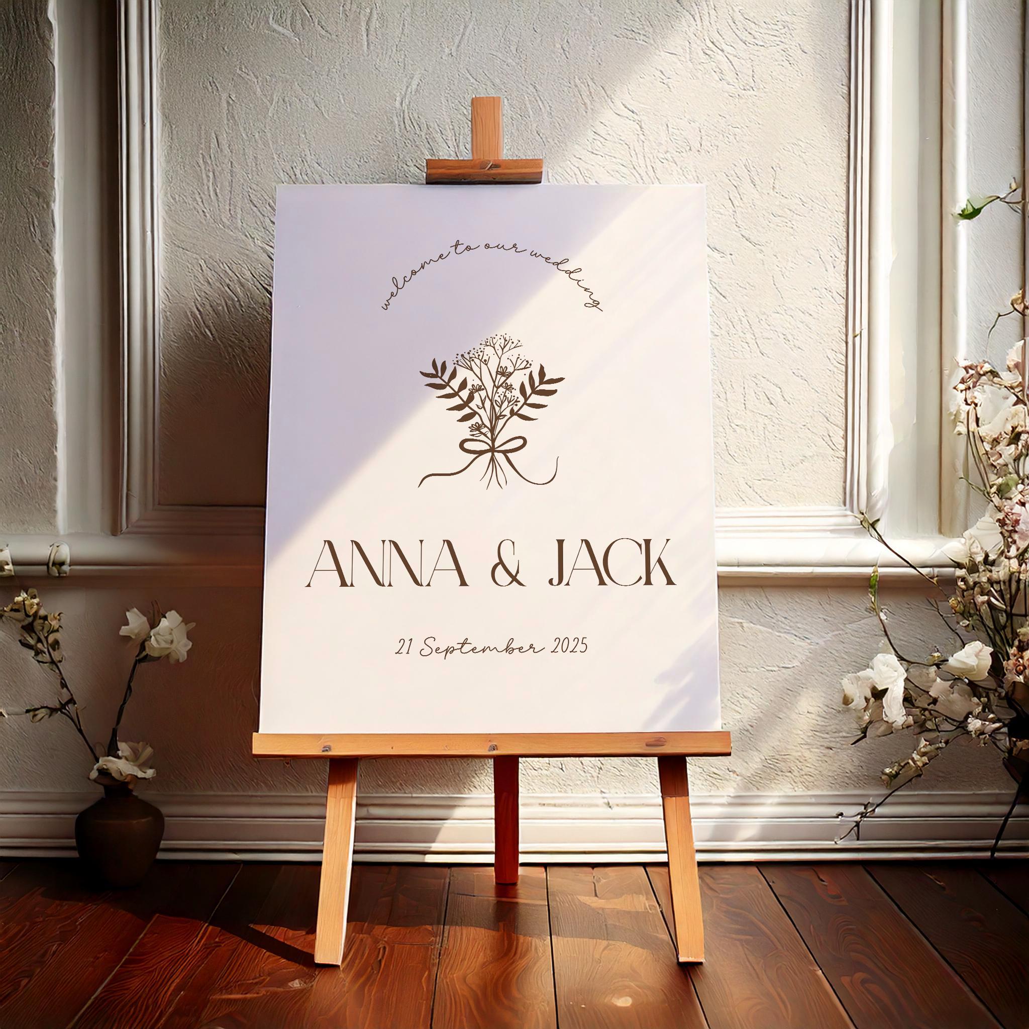 Neutral Wedding Welcome Sign | Minimal Hand Drawn Wedding Sign ...
