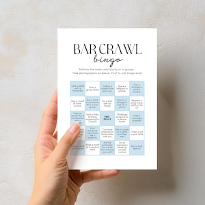 Bar Crawl Editable Bingo Game | Birthday Party Pub Adult Drinking Game Card | Custom Digital Template | Update Download from Canva