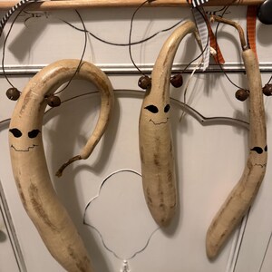 3 Extra Large Primitive Halloween Ghost Gourd Ornaments Knob Hangers Tree Free ship