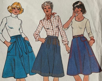 Vintage 1977 Simplicity 7915 Size 14 Waist 28 Misses' Three Skirts Sewing Pattern