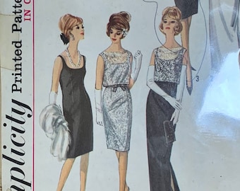 Vintage 1964 Size 10 Bust 31 Simplicity 5698 Misses' Dress in Two Lengths w/Overblouse and Top Sewing Pattern