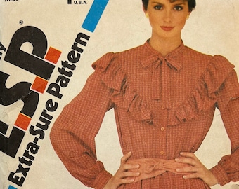 Vintage 1982 Simplicity ESP 7598 Size K (8 - 10 - 12)  Bust 31.5 - 32.5 - 34 Pullover Dress Sewing Pattern