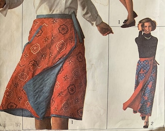 Vintage 1976 Size Large 16-18 Simplicity 7699 Misses' Jiffy Front Wrap Reversible Skirt in Two Lengths Sewing Pattern