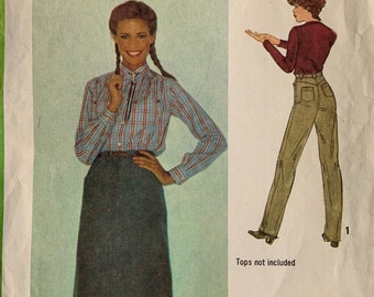 Vintage 1979 Simplicity 9102 Size 14 Waist 28 Misses' Skirt and Pants Sewing Pattern