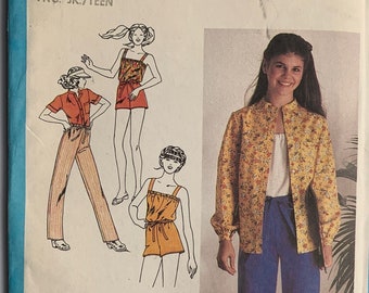 Vintage 1979 Size 11/12 Bust 32 Simplicity 9050 Young Junior/Teens' Shirt, Camisole and Pants or Shorts Sewing Pattern