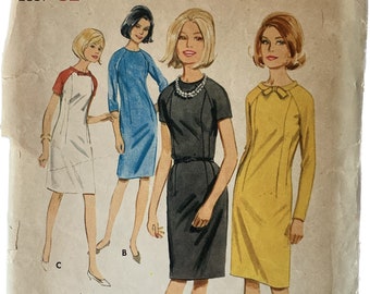 Vintage 1960's Size 12 Bust 32 Butterick 4069 Misses' Quick 'N Easy Dress Sewing Pattern