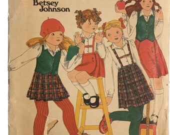 Vintage Betsey Johnson 1970’s Children's Size 4 Butterick 5556 Blouse, Shirt and Vest Sewing Pattern