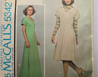 Vintage 1976 McCall’s 5342 Size M Bust 36-38 Misses' Dress Sewing Pattern for Stretch Knits