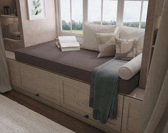French Style Bench Cushion, Custom Bench Cushion, Linen Window Seat Cushion