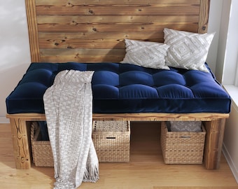Custom Indoor Bench Cushion, Washable Window Seat Cushion, Linen Kallax Bench Cushion