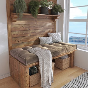 Custom Window Bench Cushion, French Style Reading Nook Cushion, Washable Linen Floor Cushion